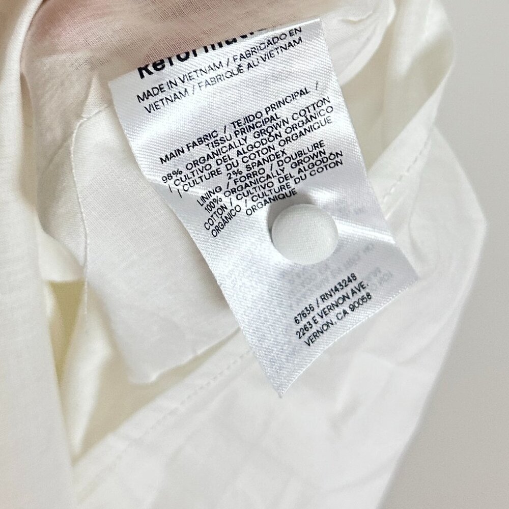 REFORMATION Alida Organic Cotton Button-Up Midi Dress in White Size US 4 - Picture 12 of 15